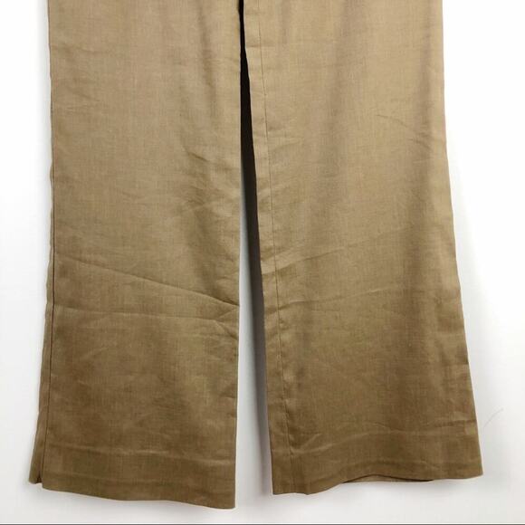 THEORY Tan Linen Wool Wide Leg Emory Trouser Pants Relaxed fit Size 4 - Picture 7 of 15